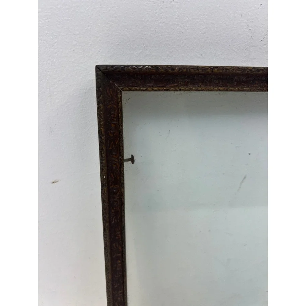 Vintage Art Deco Wood Picture Frame Pressed Gold Paint 20s 30s Fits 7